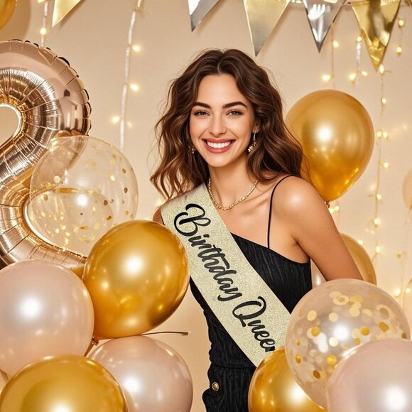 Birthday Queen Sash for Women Birthday Decorations for Girls Happy Birthday Part - Picture 2 of 7